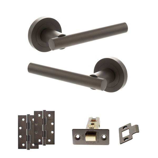 Status Nebraska Door Handle Pack (Latch Set - 2.5" CE Latch, 4" Slim Knuckle Hinges x2) by Atlantic Hardware
