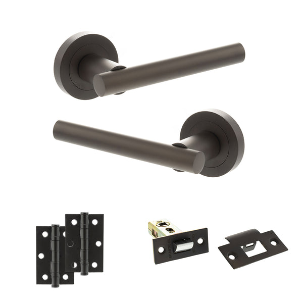 Status Nebraska Door Handle Pack (Latch Set - 2.5" Latch, 3" Hinges x2) by Atlantic Hardware
