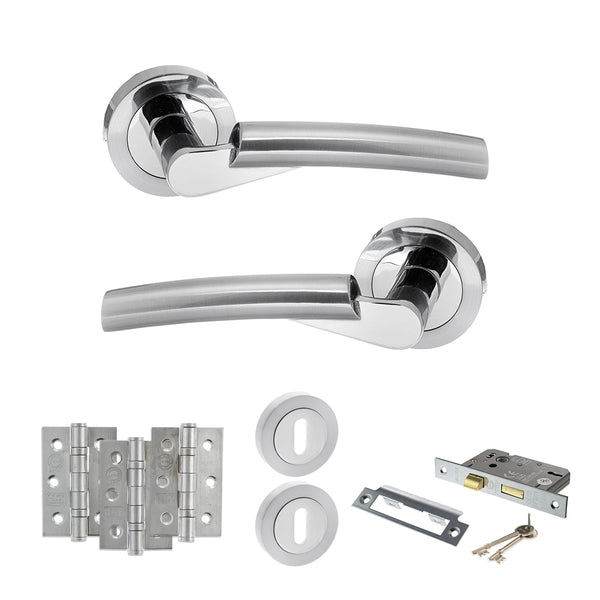 Status Florida Door Handle Pack (3 Lever Lock Set - 2.5" CE Sashlock, 3" Fire Rated Hinges x3) by Atlantic Hardware
