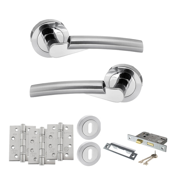 Status Florida Door Handle Pack (3 Lever Lock Set - 3" CE Sashlock, 4" Fire Rated Hinges x3) by Atlantic Hardware