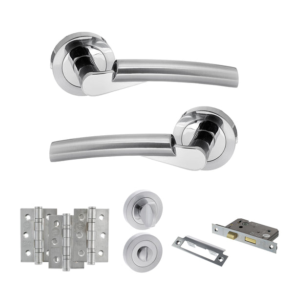 Status Florida Door Handle Pack (Bathroom Set - 3" CE Bathroom Lock, 3" Fire Rated Hinges x3) by Atlantic Hardware