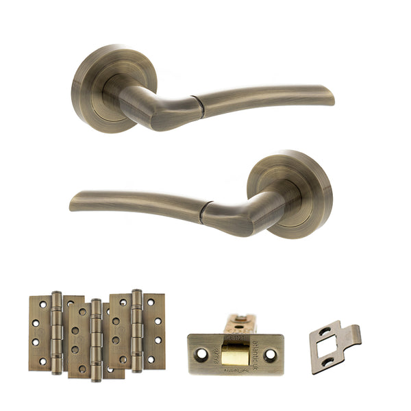 Status Indiana Door Handle Pack (Latch Set - 3" CE Latch, 4" Fire Rated Hinges x3) by Atlantic Hardware