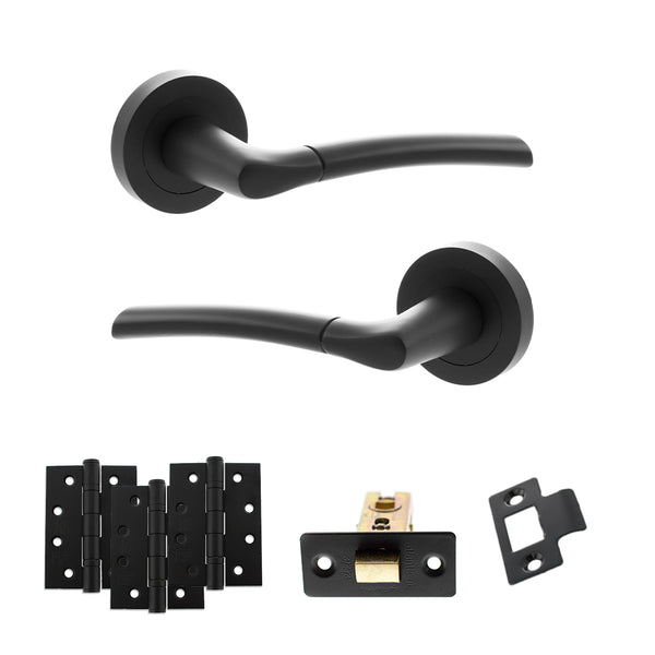 Status Indiana Door Handle Pack (Latch Set - 3" CE Latch, 4" Fire Rated Hinges x3) by Atlantic Hardware