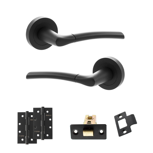 Status Indiana Door Handle Pack (Latch Set - 2.5" CE Latch, 4" Slim Knuckle Hinges x2) by Atlantic Hardware