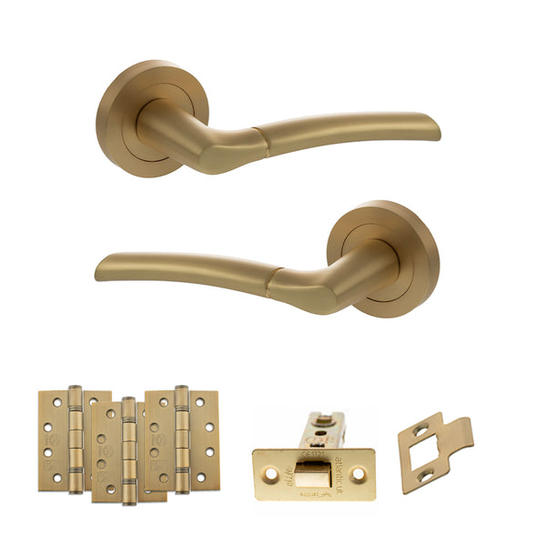 Status Indiana Door Handle Pack (Latch Set - 2.5" CE Latch, 4" Fire Rated Hinges x3) by Atlantic Hardware