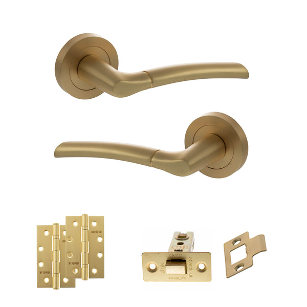 Status Indiana Door Handle Pack (Latch Set - 3" CE Latch, 4" Slim Knuckle Hinges x2) by Atlantic Hardware