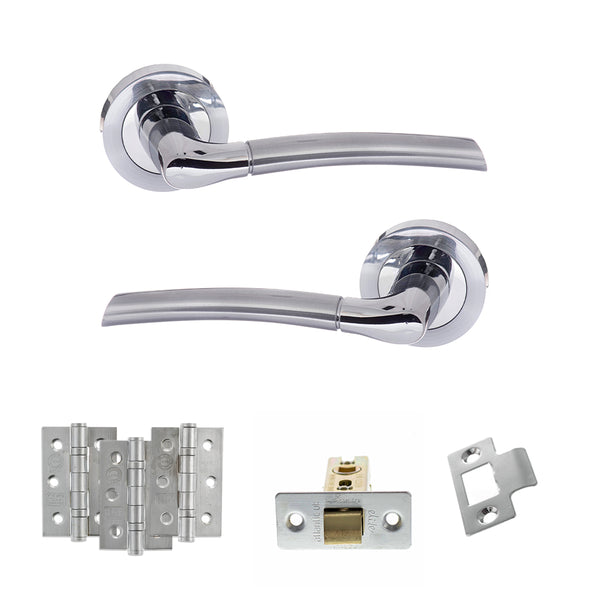 Status Indiana Door Handle Pack (Latch Set - 3" CE Latch, 3" Fire Rated Hinges x3) by Atlantic Hardware