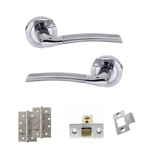 Status Indiana Door Handle Pack (Latch Set - 2.5" CE Latch, 4" Slim Knuckle Hinges x2) by Atlantic Hardware