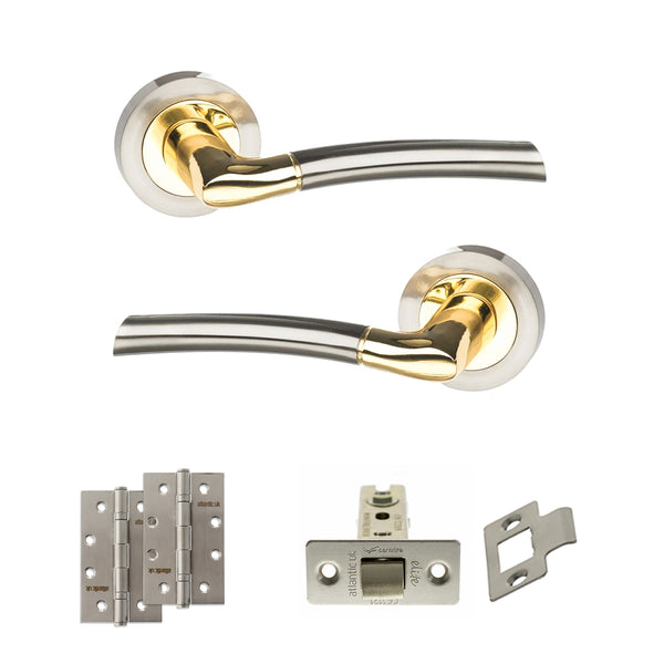 Status Indiana Door Handle Pack (Latch Set - 3" CE Latch, 4" Slim Knuckle Hinges x2) by Atlantic Hardware