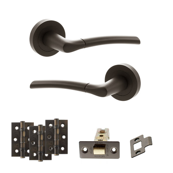 Status Indiana Door Handle Pack (Latch Set - 2.5" CE Latch, 3" Fire Rated Hinges x3) by Atlantic Hardware