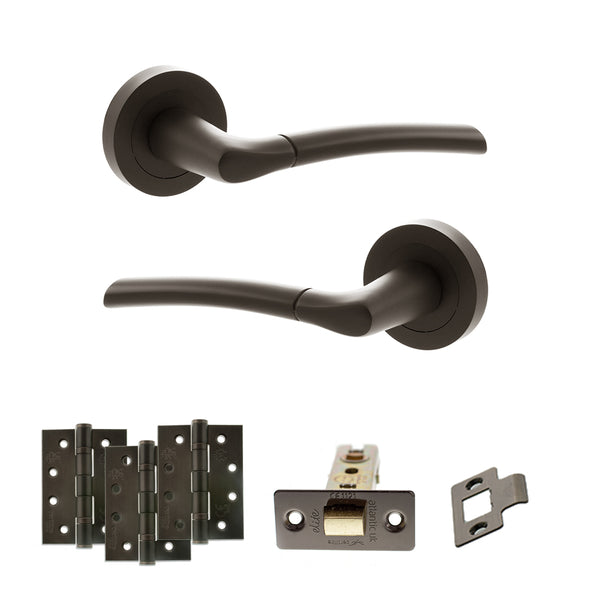 Status Indiana Door Handle Pack (Latch Set - 3" CE Latch, 4" Fire Rated Hinges x3) by Atlantic Hardware