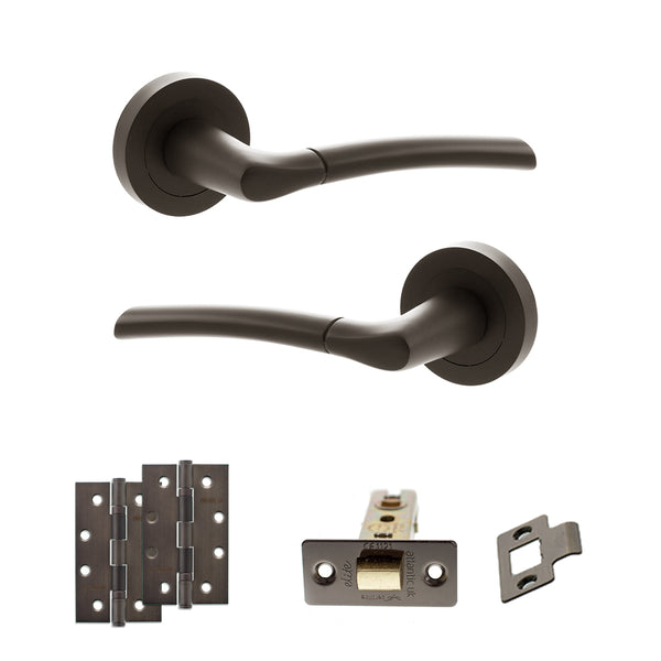 Status Indiana Door Handle Pack (Latch Set - 2.5" CE Latch, 4" Slim Knuckle Hinges x2) by Atlantic Hardware
