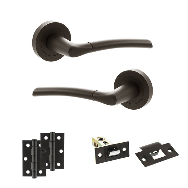 Status Indiana Door Handle Pack (Latch Set - 2.5" Latch, 3" Hinges x2) by Atlantic Hardware