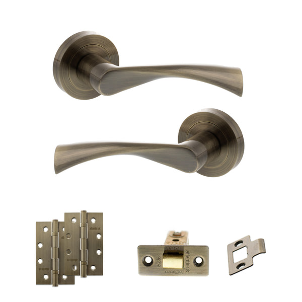 Status Colorado Door Handle Pack (Latch Set - 3" CE Latch, 4" Slim Knuckle Hinges x2) by Atlantic Hardware
