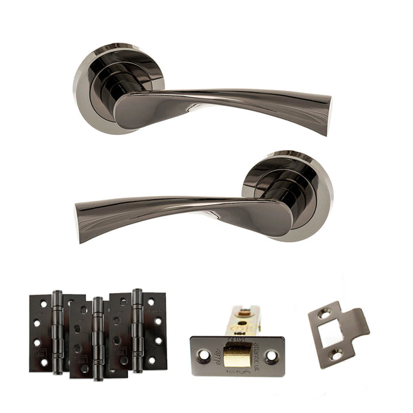 Status Colorado Door Handle Pack (Latch Set - 2.5" CE Latch, 4" Fire Rated Hinges x3) by Atlantic Hardware