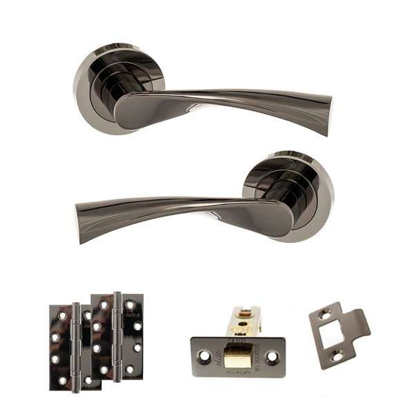 Status Colorado Door Handle Pack (Latch Set - 2.5" CE Latch, 4" Slim Knuckle Hinges x2) by Atlantic Hardware