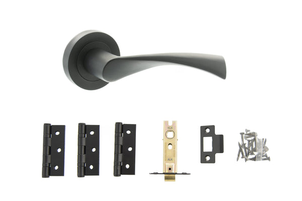 Atlantic Colorado Door Pack Bundle (2.5" Latch, 3"x2" Hingesx3) - Matt Black