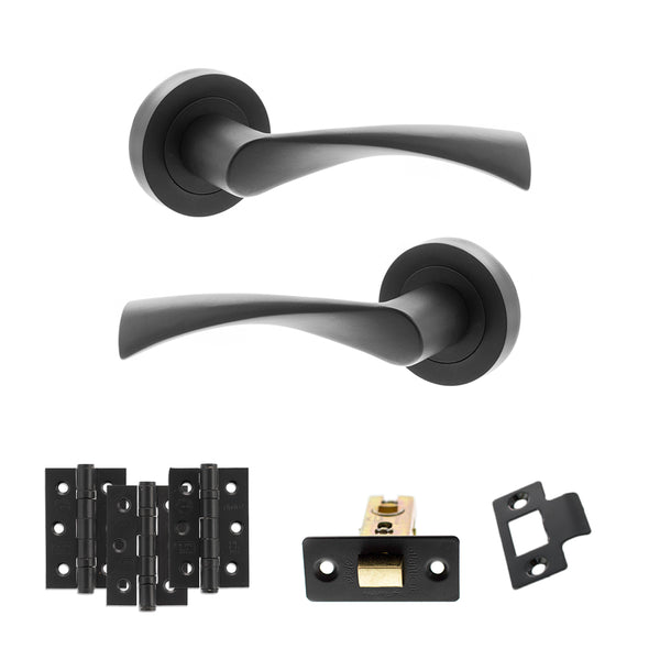 Status Colorado Door Handle Pack (Latch Set - 3" CE Latch, 3" Fire Rated Hinges x3) by Atlantic Hardware