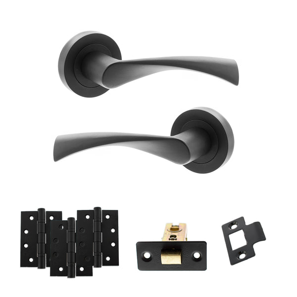 Status Colorado Door Handle Pack (Latch Set - 2.5" CE Latch, 4" Fire Rated Hinges x3) by Atlantic Hardware