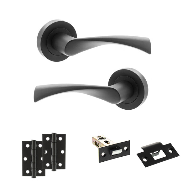Status Colorado Door Handle Pack (Latch Set - 2.5" Latch, 3" Hinges x2) by Atlantic Hardware
