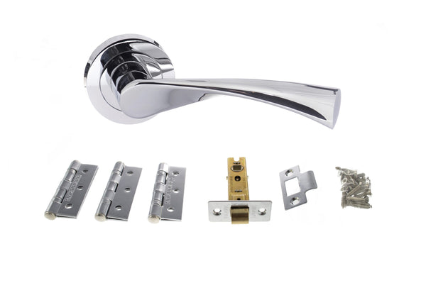 Atlantic Colorado Door Pack Bundle (3" Latch + 3"x2" Hingesx3) - Polished Chrome
