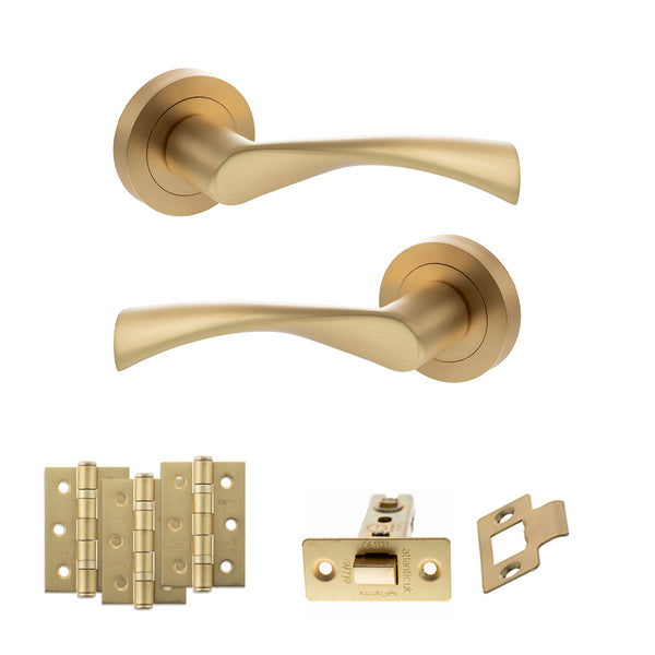 Status Colorado Door Handle Pack (Latch Set - 3" CE Latch, 3" Fire Rated Hinges x3) by Atlantic Hardware