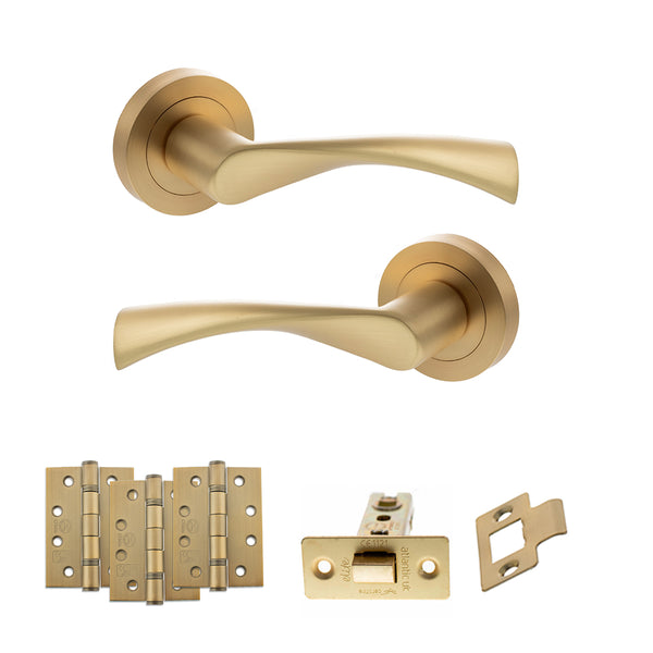 Status Colorado Door Handle Pack (Latch Set - 2.5" CE Latch, 4" Fire Rated Hinges x3) by Atlantic Hardware
