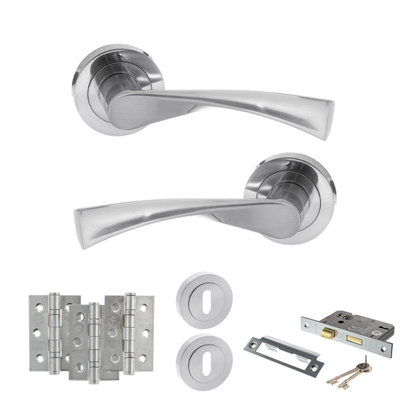 Status Colorado Door Handle Pack (3 Lever Lock Set - 3" CE Sashlock, 3" Fire Rated Hinges x3) by Atlantic Hardware