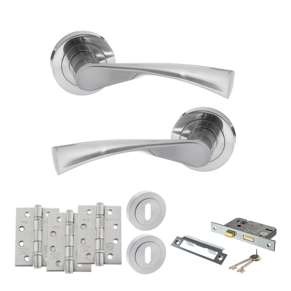 Status Colorado Door Handle Pack (3 Lever Lock Set - 3" CE Sashlock, 4" Fire Rated Hinges x3) by Atlantic Hardware