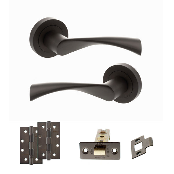 Status Colorado Door Handle Pack (Latch Set - 3" CE Latch, 4" Slim Knuckle Hinges x2) by Atlantic Hardware