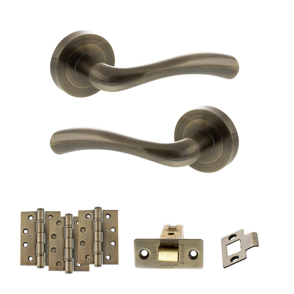 Status Texas Door Handle Pack (Latch Set - 2.5" CE Latch, 4" Fire Rated Hinges x3) by Atlantic Hardware