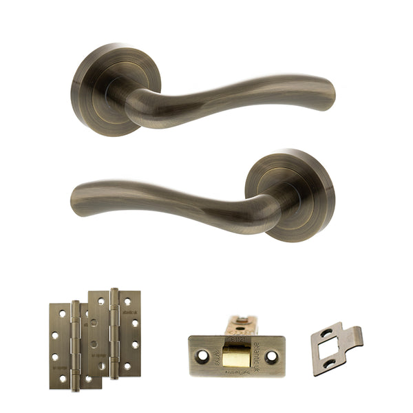 Status Texas Door Handle Pack (Latch Set - 2.5" CE Latch, 4" Slim Knuckle Hinges x2) by Atlantic Hardware