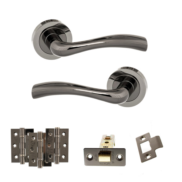 Status Texas Door Handle Pack (Latch Set - 3" CE Latch, 3" Fire Rated Hinges x3) by Atlantic Hardware