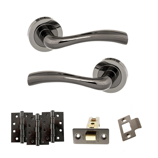 Status Texas Door Handle Pack (Latch Set - 3" CE Latch, 4" Fire Rated Hinges x3) by Atlantic Hardware