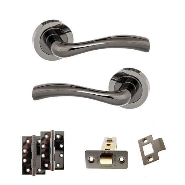Status Texas Door Handle Pack (Latch Set - 3" CE Latch, 4" Slim Knuckle Hinges x2) by Atlantic Hardware