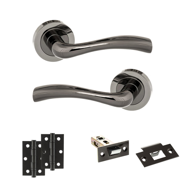 Status Texas Door Handle Pack (Latch Set - 2.5" Latch, 3" Hinges x2) by Atlantic Hardware