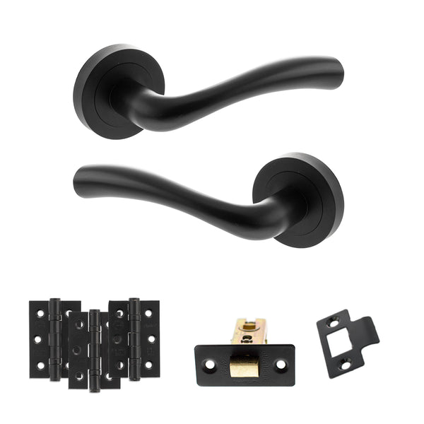 Status Texas Door Handle Pack (Latch Set - 3" CE Latch, 3" Fire Rated Hinges x3) by Atlantic Hardware