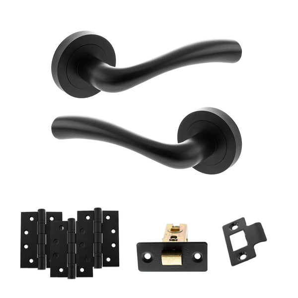 Status Texas Door Handle Pack (Latch Set - 2.5" CE Latch, 4" Fire Rated Hinges x3) by Atlantic Hardware