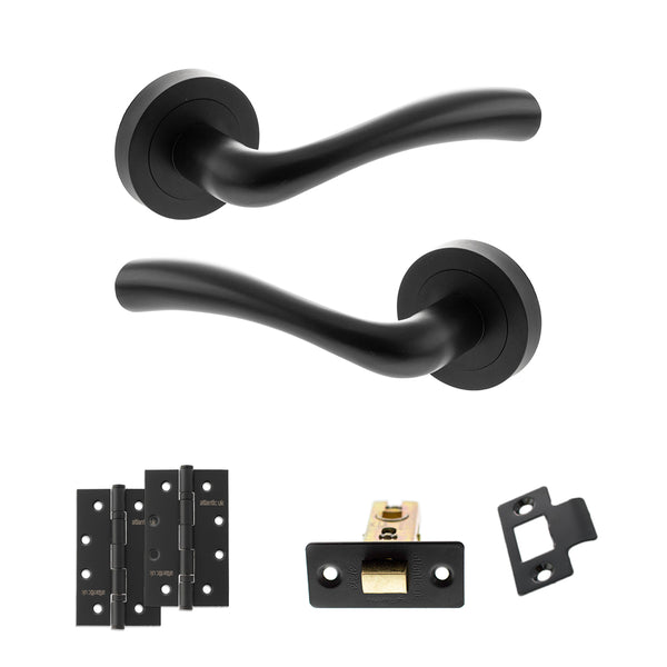 Status Texas Door Handle Pack (Latch Set - 3" CE Latch, 4" Slim Knuckle Hinges x2) by Atlantic Hardware