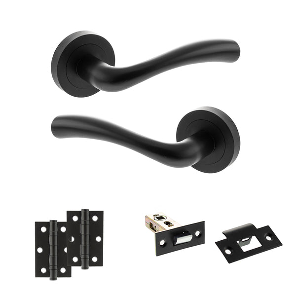 Status Texas Door Handle Pack (Latch Set - 2.5" Latch, 3" Hinges x2) by Atlantic Hardware