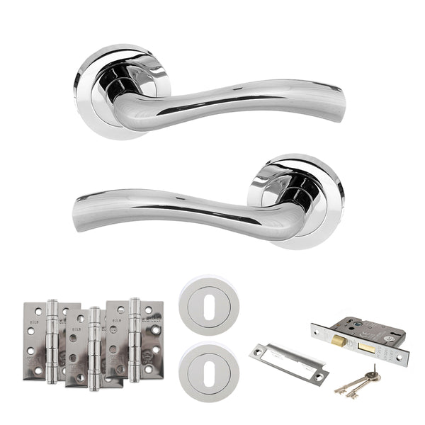 Status Texas Door Handle Pack (3 Lever Lock Set - 3" CE Sashlock, 4" Fire Rated Hinges x3) by Atlantic Hardware