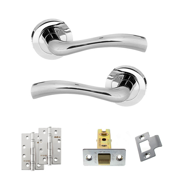 Status Texas Door Handle Pack (Latch Set - 2.5" CE Latch, 4" Slim Knuckle Hinges x2) by Atlantic Hardware