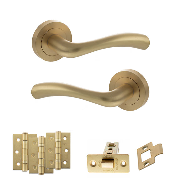 Status Texas Door Handle Pack (Latch Set - 2.5" CE Latch, 3" Fire Rated Hinges x3) by Atlantic Hardware
