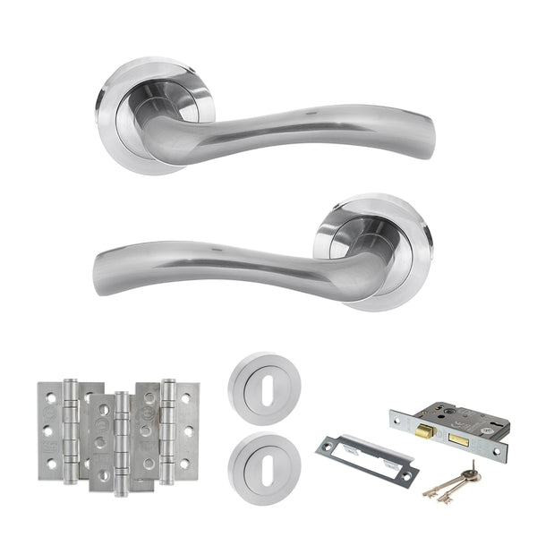 Status Texas Door Handle Pack (3 Lever Lock Set - 2.5" CE Sashlock, 3" Fire Rated Hinges x3) by Atlantic Hardware
