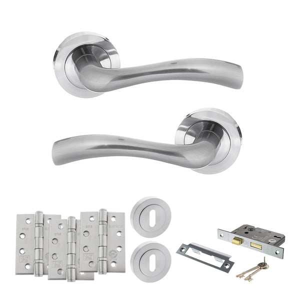 Status Texas Door Handle Pack (3 Lever Lock Set - 3" CE Sashlock, 4" Fire Rated Hinges x3) by Atlantic Hardware