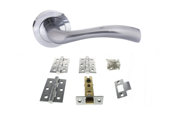 Atlantic Texas Door Pack Bundle (3" Latch + 3"x2" Hingesx3) - Satin Chrome