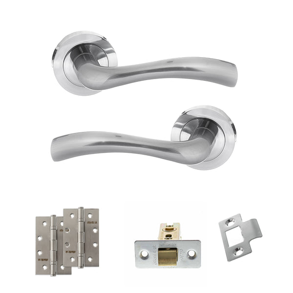 Status Texas Door Handle Pack (Latch Set - 2.5" CE Latch, 4" Slim Knuckle Hinges x2) by Atlantic Hardware