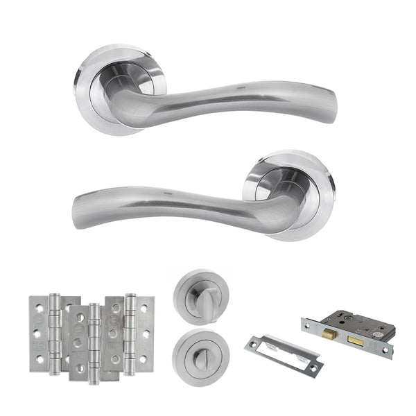 Status Texas Door Handle Pack (Bathroom Set - 3" CE Bathroom Lock, 3" Fire Rated Hinges x3) by Atlantic Hardware