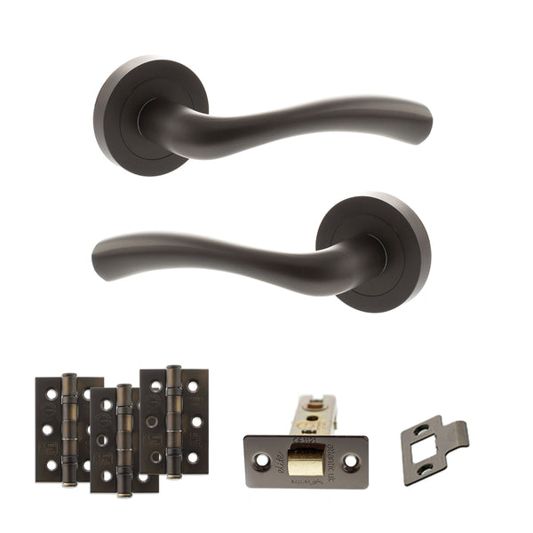 Status Texas Door Handle Pack (Latch Set - 3" CE Latch, 3" Fire Rated Hinges x3) by Atlantic Hardware
