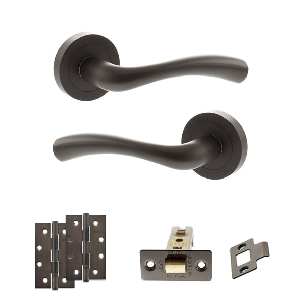 Status Texas Door Handle Pack (Latch Set - 3" CE Latch, 4" Slim Knuckle Hinges x2) by Atlantic Hardware